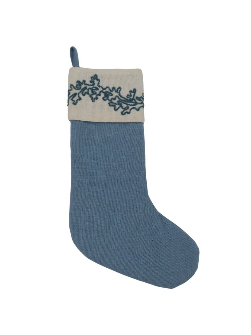 Rachel Ashwell Shabby Chic Blue Embroidered Coastal Christmas Stocking Holiday